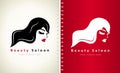 Woman face, hair, eyes, lips and nose. Beauty salon logo.